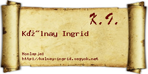 Kálnay Ingrid névjegykártya